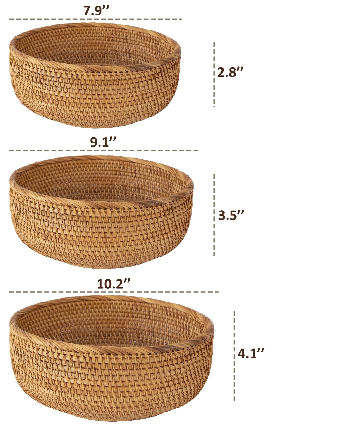 Bowl Shaped Wicker Basket Set