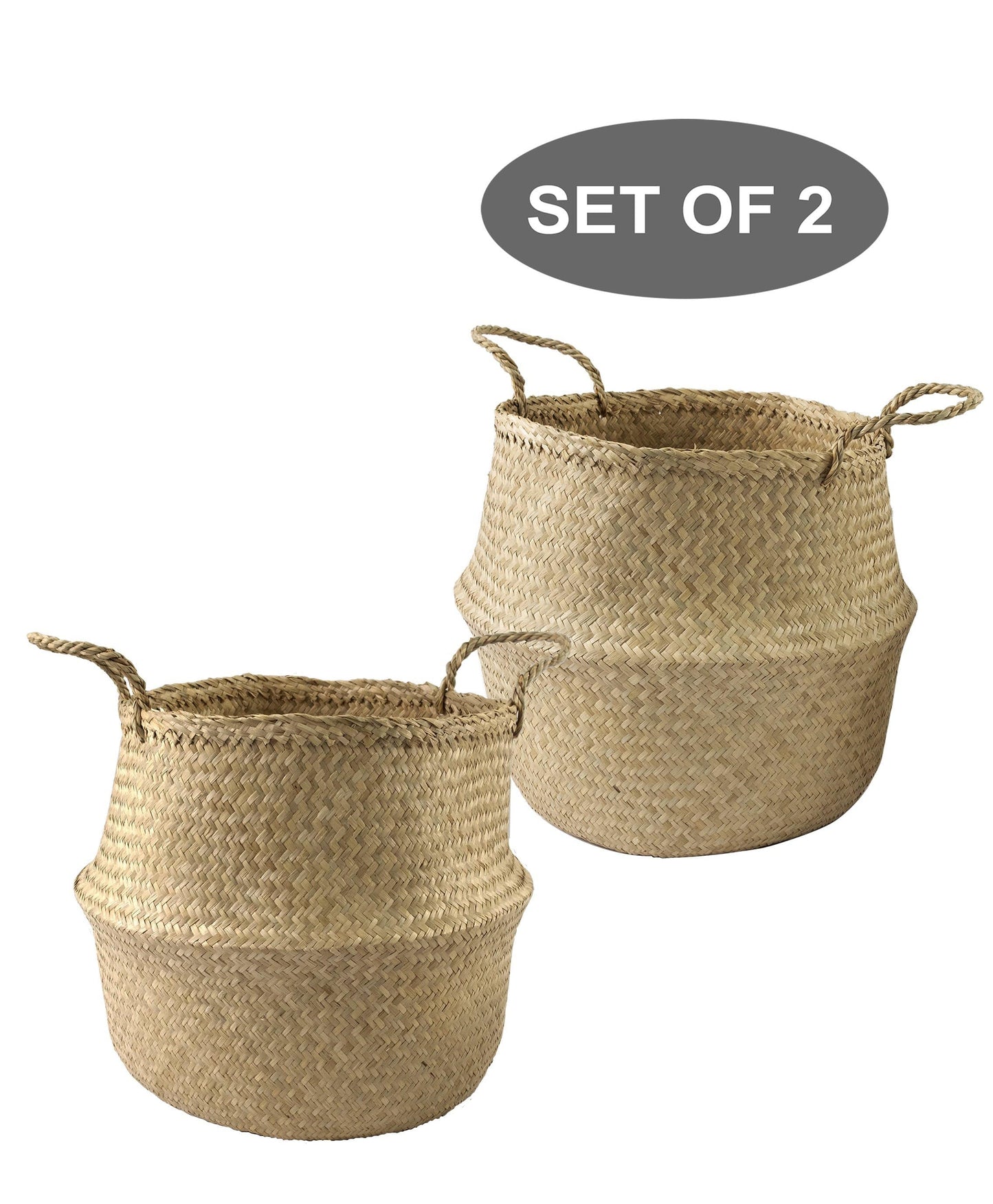Large Belly Baskets with Handles (Set 2)